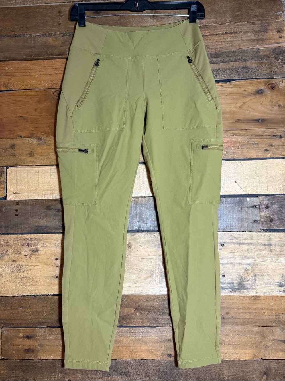 Athleta Pants Womens 4 P Green Headlands Hybrid Cargo II Leggings Hiking Zip